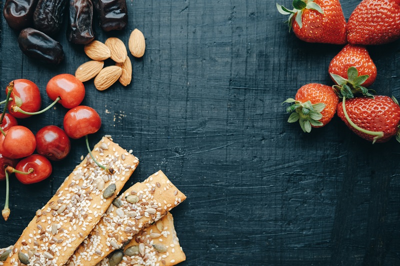 Healthy snacks sitting placed on a table