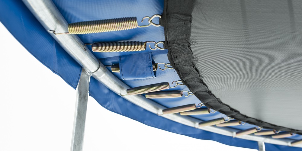 Under view of trampoline safety pads