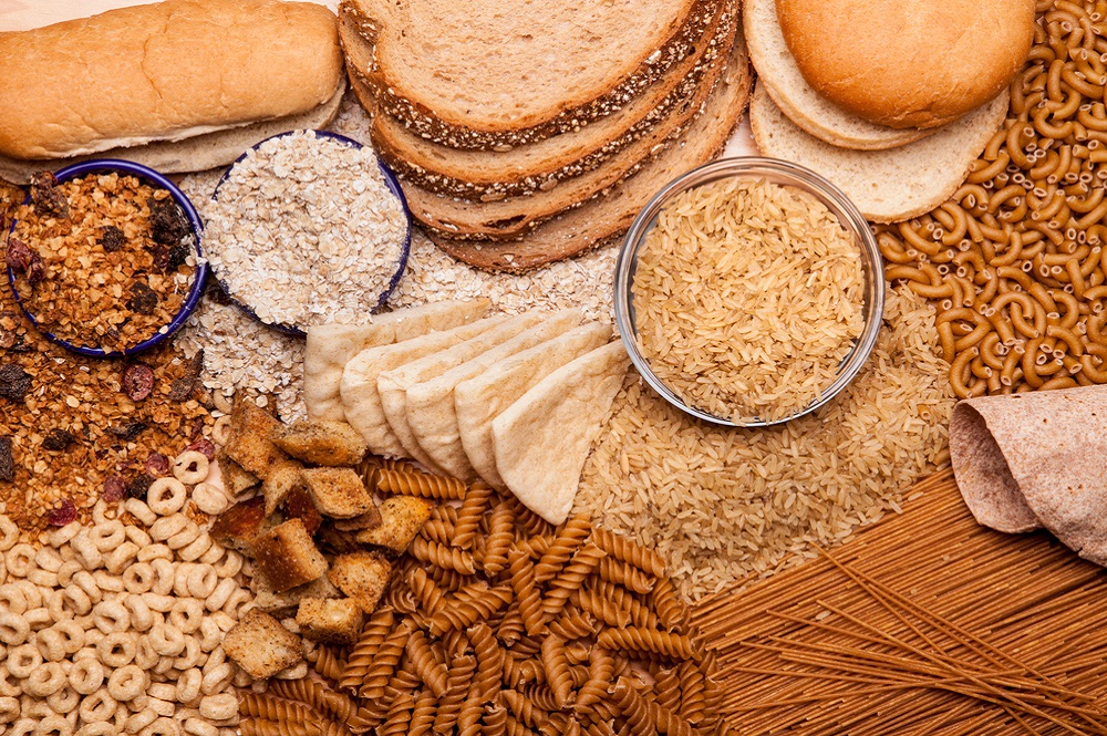 Wholes grain products on display on table