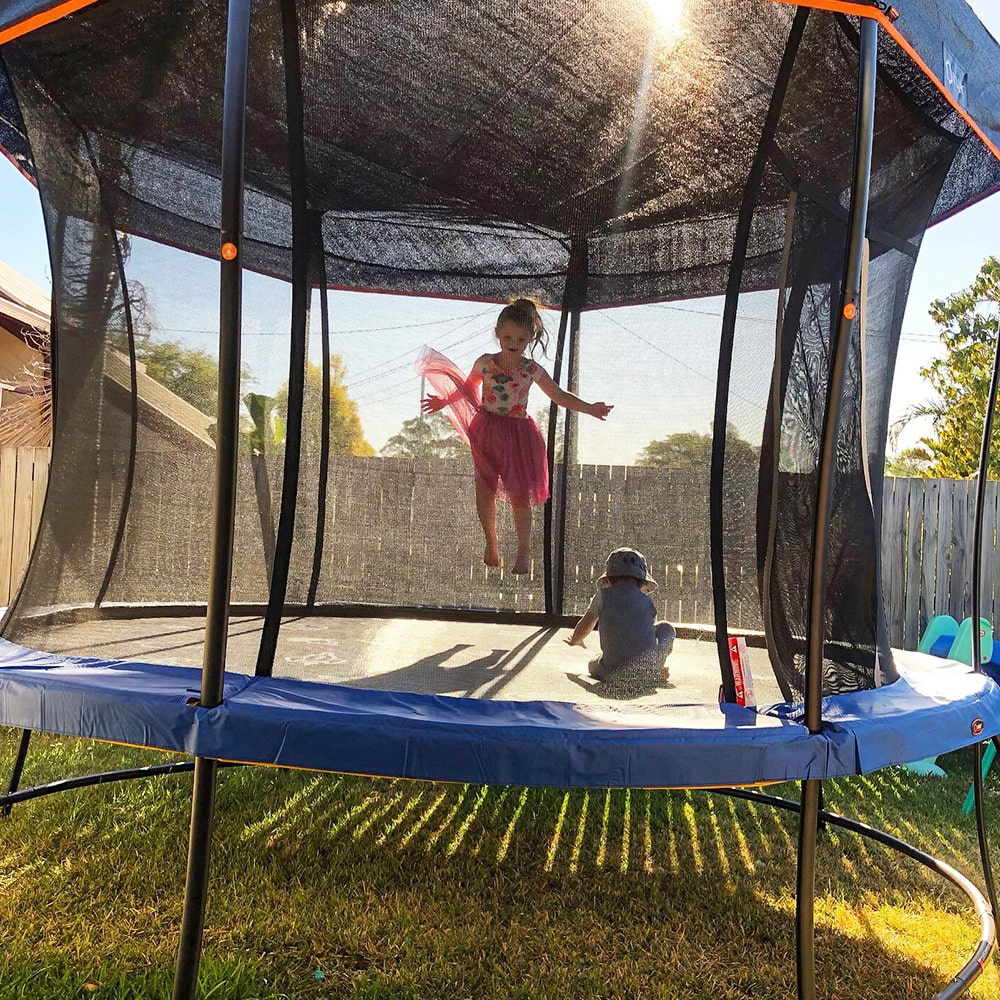 trampoline with a shade cover