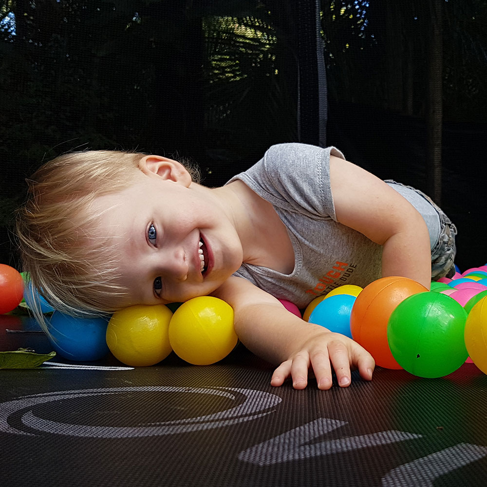 Trampoline ball pit. 