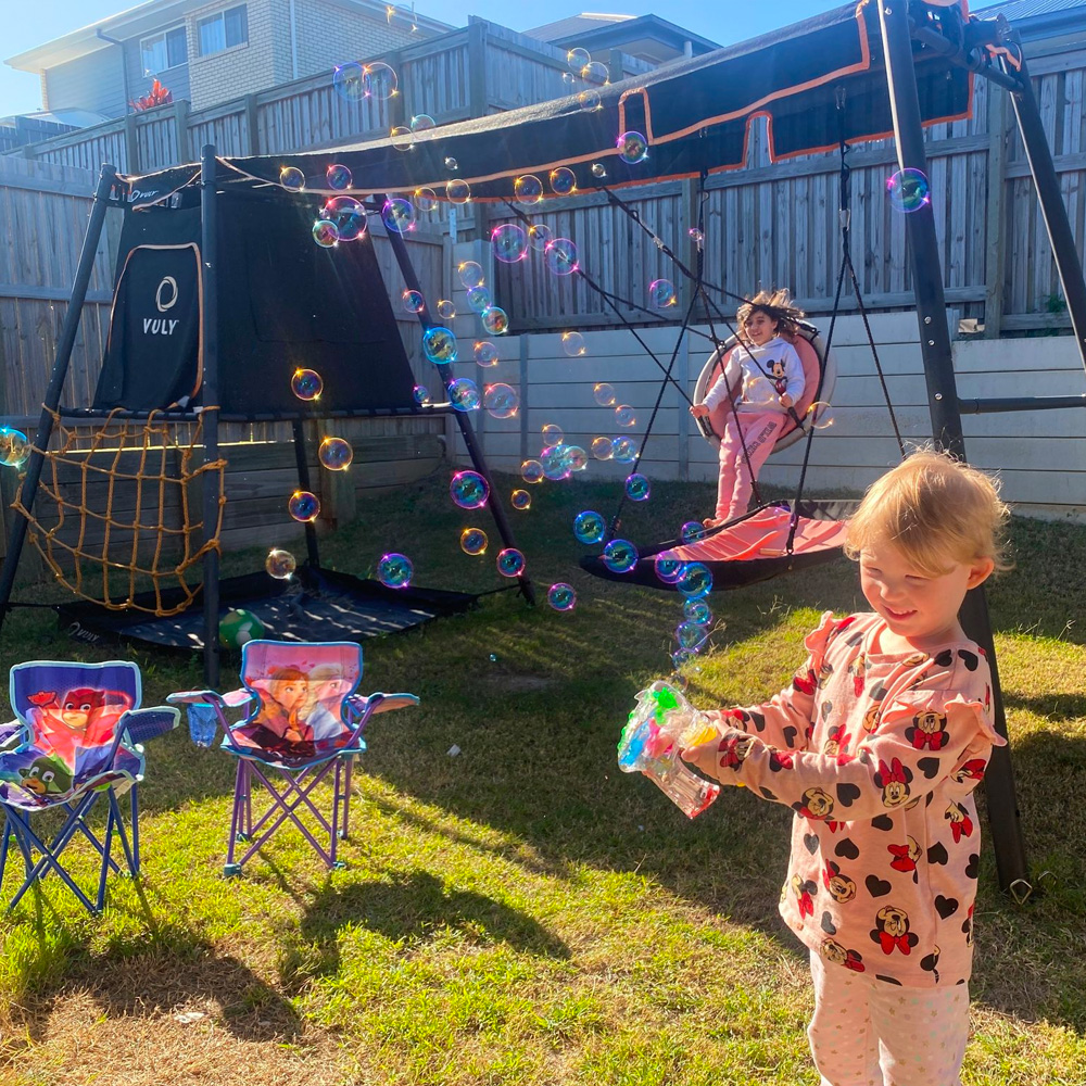 swingset with bubbles 