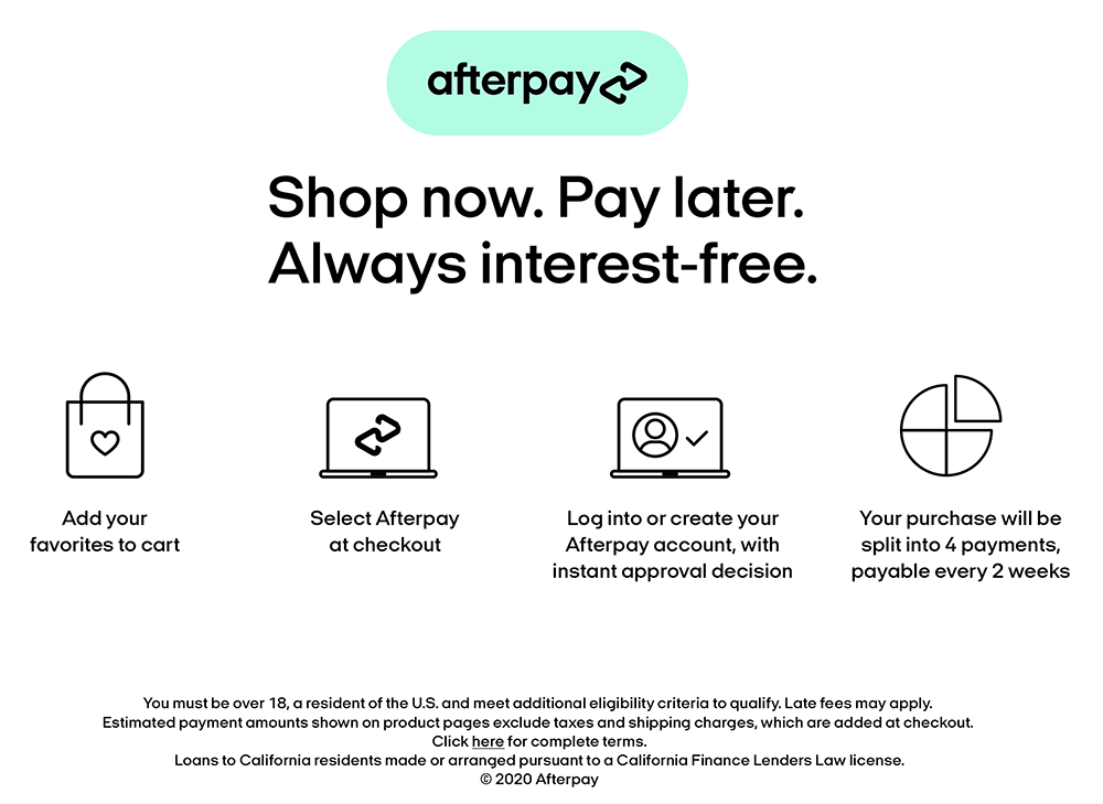 Buy with afterpay - own it now, pay later