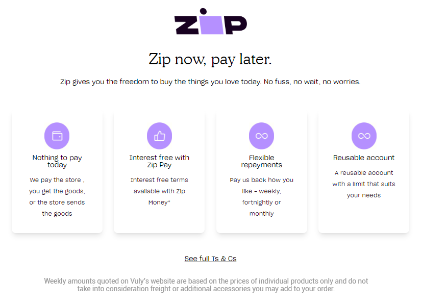 Buy with Zip Pay - own it now, pay later