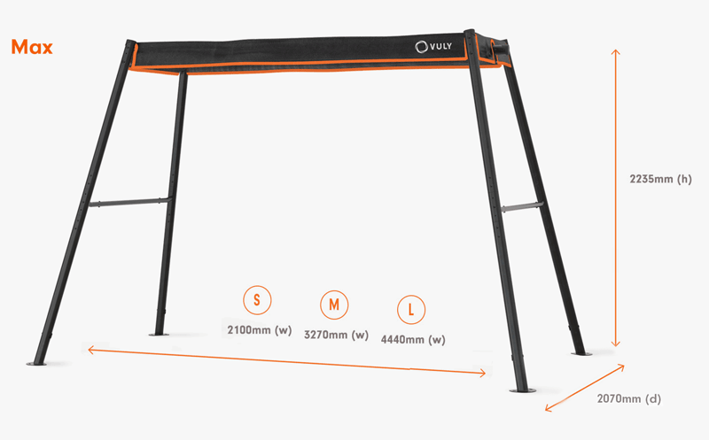 Dimensions of Max swing set.