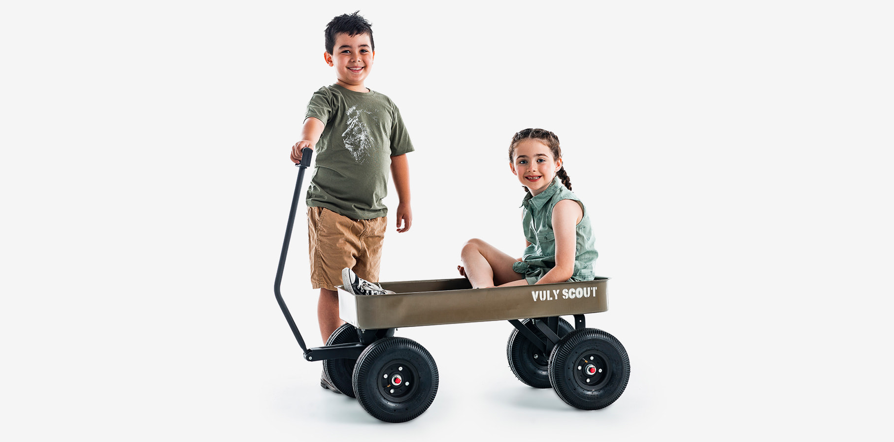 Kids riding Scout wagon