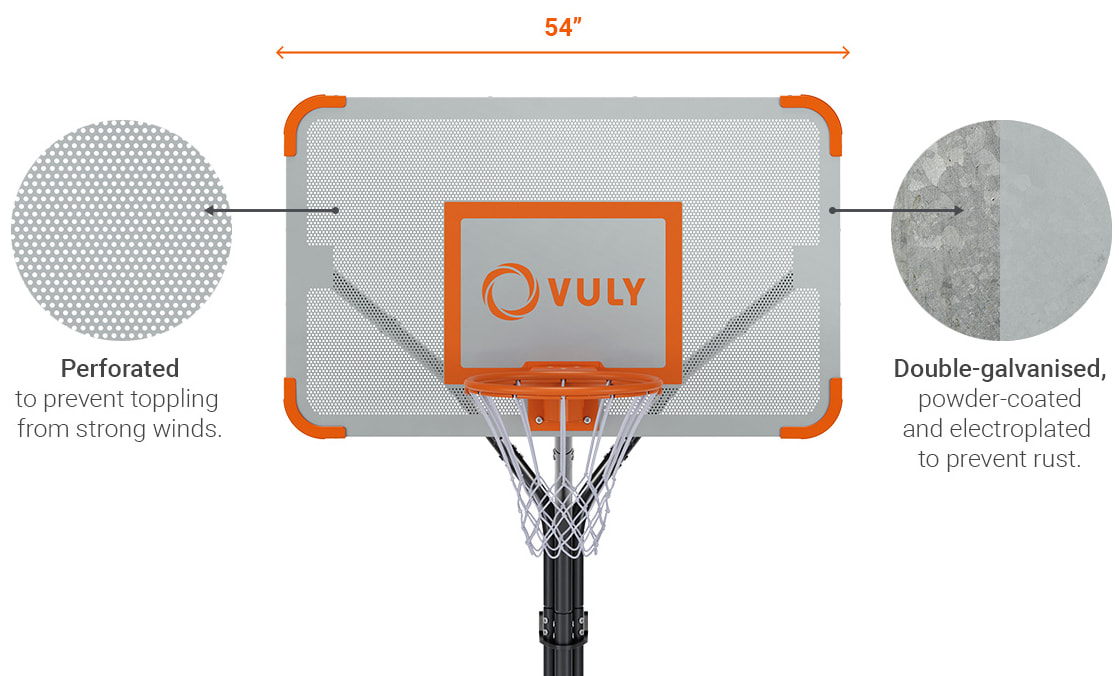 The basketball set is perforated to prevent wind from toppling the unit.