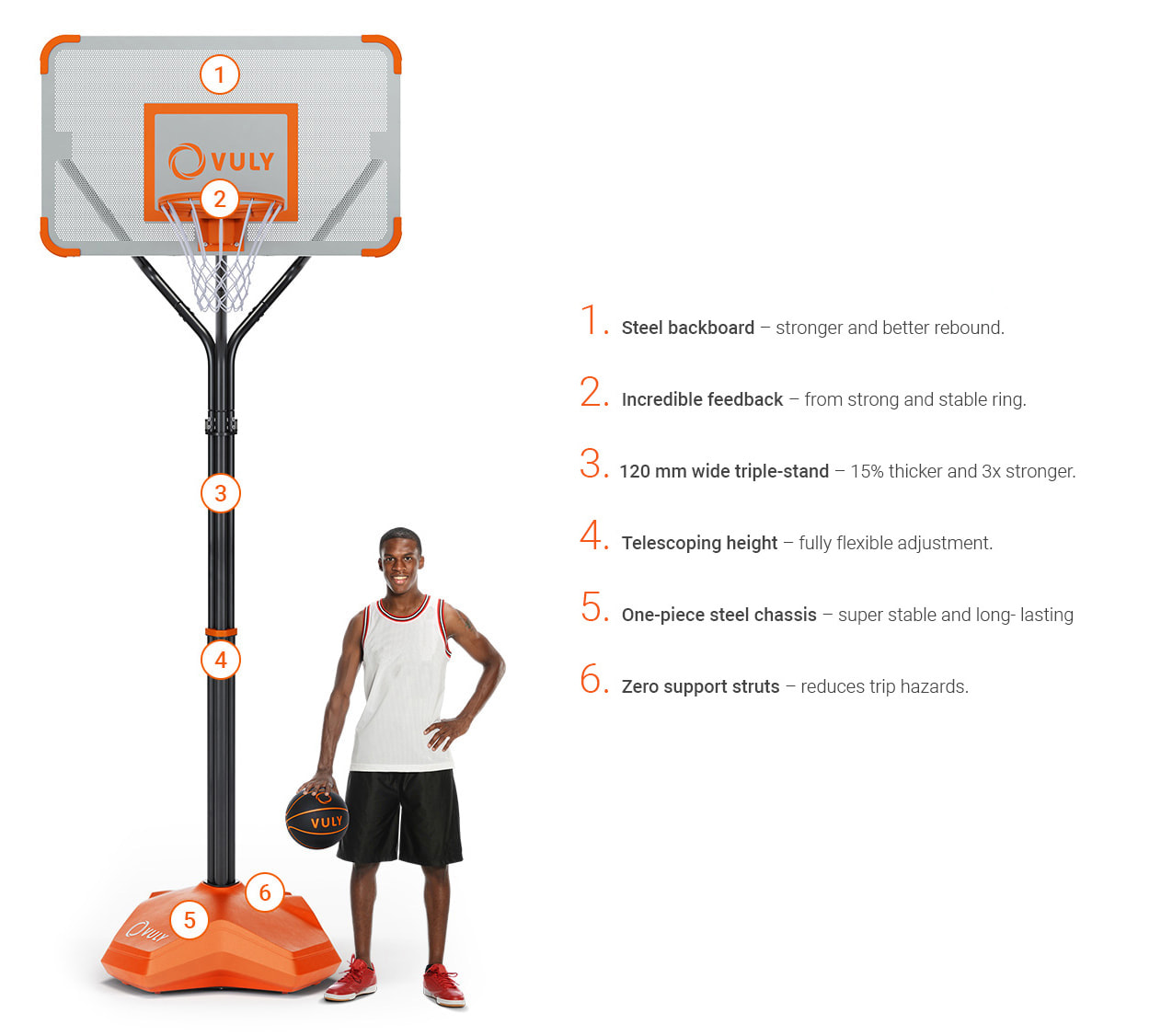 Raise or lower the basketball hoop in seconds.